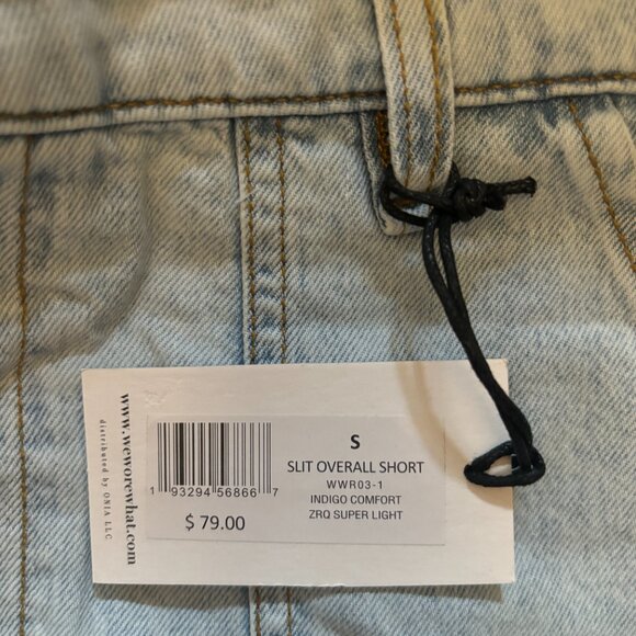 WeWoreWhat Slit Indigo Overall Short, Super Light Wash - NWT, Size S - Picture 13 of 16